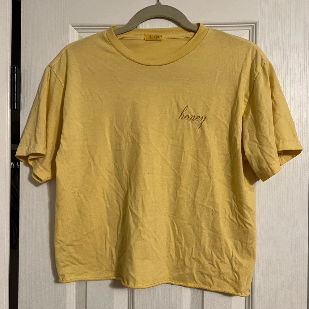 John Galt Brandy Melville cropped yellow honey t-shirt